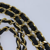 Chanel Matelasse 25 Turn Lock Chain Bag Lamb Skin Black Gold CC Auth yk14418