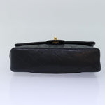 Chanel Matelasse 25 Turn Lock Chain Bag Lamb Skin Black Gold CC Auth yk14418