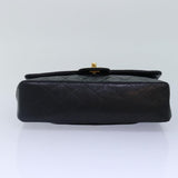 Chanel Matelasse 25 Turn Lock Chain Bag Lamb Skin Black Gold CC Auth yk14418