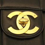 Chanel Mademoiselle Big COCO Mark Chain ShoulderBag Lamb Skin Black Auth yk4080A