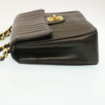 Chanel Mademoiselle Big COCO Mark Chain ShoulderBag Lamb Skin Black Auth yk4080A