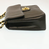 Chanel Mademoiselle Big COCO Mark Chain ShoulderBag Lamb Skin Black Auth yk4080A