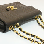 Chanel Mademoiselle Big COCO Mark Chain ShoulderBag Lamb Skin Black Auth yk4080A