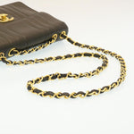 Chanel Mademoiselle Big COCO Mark Chain ShoulderBag Lamb Skin Black Auth yk4080A