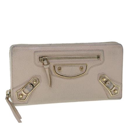 balenciaga Classic Continental Zip Long Wallet Leather Pink 253036 Auth yk9793